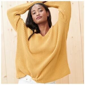Jenni Kayne Cotton Cabin Sweater Mustard
